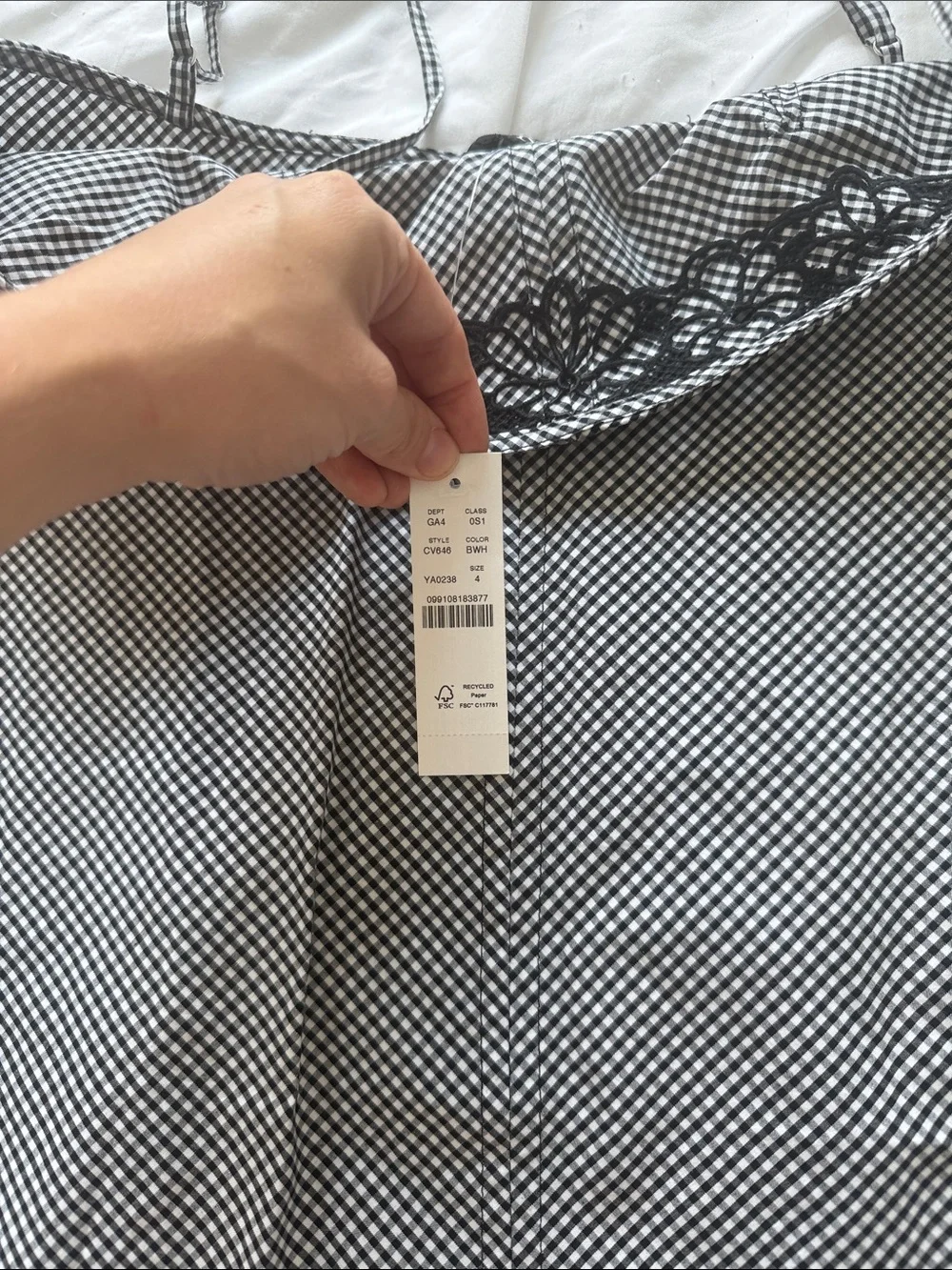J. Crew Black and White Gingham Dress with